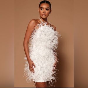 Fashion Nova feeling expensive white feather dress